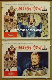 G009 MAGIC VOYAGE OF SINBAD 2 lobby cards '62 cool cards!