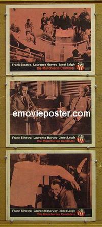 F793 MANCHURIAN CANDIDATE 3 lobby cards '62 Frank Sinatra,Harvey