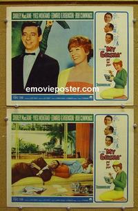G021 MY GEISHA 2 lobby cards '62 Shirley MacLaine, Yves Montand