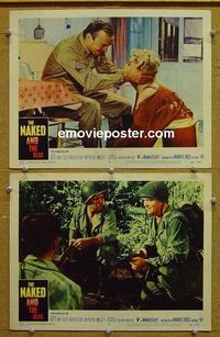 G025 NAKED & THE DEAD 2 lobby cards '58 Norman Mailer, Aldo Ray