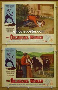 G035 OKLAHOMA WOMAN 2 lobby cards '56 western bad girl!