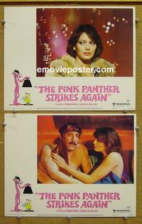 G051 PINK PANTHER STRIKES AGAIN 2 lobby cards '76 Sellers