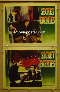 G084 SECRET ENEMIES 2 lobby cards '42 Nazi spies!