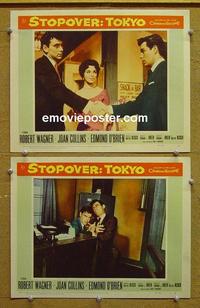 G104 STOPOVER TOKYO 2 lobby cards '57 Joan Collins, Robert Wagner
