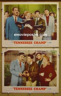 G119 TENNESSEE CHAMP 2 lobby cards '54 boxing, Shelley Winters