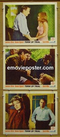F816 TERM OF TRIAL 3 lobby cards '62 Olivier, Signoret