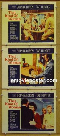 F817 THAT KIND OF WOMAN 3 lobby cards '59 Sophia Loren