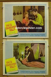 G124 THESE THOUSAND HILLS 2 lobby cards '59 Don Murray