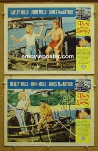 G138 TRUTH ABOUT SPRING 2 lobby cards '65 Hayley Mills