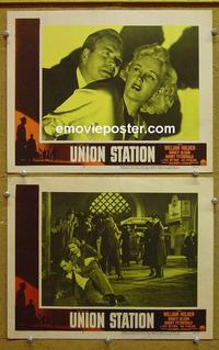 G140 UNION STATION 2 lobby cards '50 William Holden
