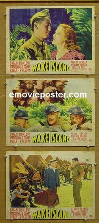 F819 WAKE ISLAND 3 lobby cards '42 Donlevy, WWII classic!