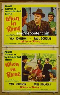 G151 WHEN IN ROME 2 lobby cards '52 Van Johnson, Douglas