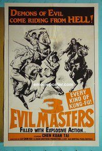 H016 3 EVIL MASTERS one-sheet movie poster '80 kung fu of Hell!