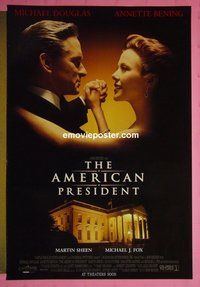 H079 AMERICAN PRESIDENT double-sided advance one-sheet movie poster '95 Douglas, Bening