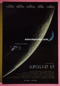 H087 APOLLO 13 double-sided advance one-sheet movie poster '95 Tom Hanks, Bill Paxton