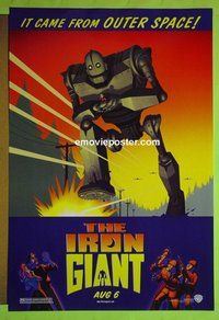 H591 IRON GIANT double-sided advance one-sheet movie poster '99 modern classic!