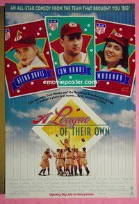 n107 LEAGUE OF THEIR OWN DS advance one-sheet movie poster '92 Tom Hanks