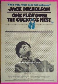 K001 1 FLEW OVER THE CUCKOO'S NEST Australian one-sheet movie poster '75 Nicholson