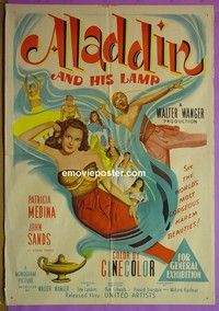 K007 ALADDIN & HIS LAMP Australian one-sheet movie poster '52 Medina