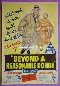 K020 BEYOND A REASONABLE DOUBT Australian one-sheet movie poster '56 Lang