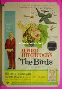 K023 BIRDS Australian one-sheet movie poster '63 Hitchcock, Rod Taylor