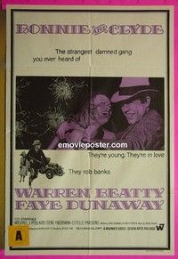 K026 BONNIE & CLYDE Australian one-sheet movie poster '67 Beatty, Dunaway