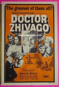 K046 DOCTOR ZHIVAGO Australian one-sheet movie poster R70s David Lean epic!