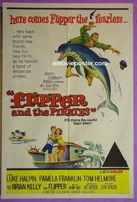 K057 FLIPPER'S NEW ADVENTURE Australian one-sheet movie poster '64 dolphins!
