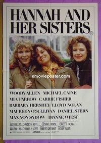 K073 HANNAH & HER SISTERS Australian one-sheet movie poster '86 Woody Allen