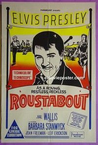 K124 ROUSTABOUT Australian one-sheet movie poster R60s biker, Elvis Presley
