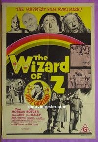 K168 WIZARD OF OZ red Australian one-sheet movie poster R70s Judy Garland