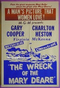 K173 WRECK OF THE MARY DEARE Australian one-sheet movie poster R60s Cooper, Heston