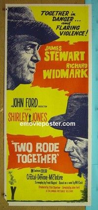 K188 2 RODE TOGETHER Australian daybill movie poster '60 James Stewart