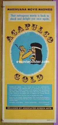 K200 ACAPULCO GOLD Australian daybill movie poster R80s marijuana, Gortner