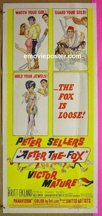 K203 AFTER THE FOX Australian daybill movie poster '66 Peter Sellers