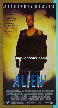 K208 ALIEN 3 Australian daybill movie poster '92 Sigourney Weaver