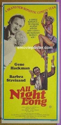 K211 ALL NIGHT LONG Australian daybill movie poster '81 Hackman, Streisand