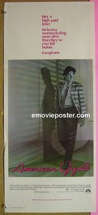 K217 AMERICAN GIGOLO Australian daybill movie poster '80 Richard Gere