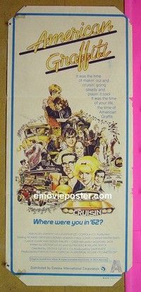 K218 AMERICAN GRAFFITI Aust daybill '73 George Lucas teen classic, it was the time of your life!