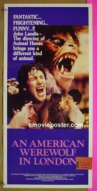 K219 AMERICAN WEREWOLF IN LONDON Australian daybill movie poster '81 Landis