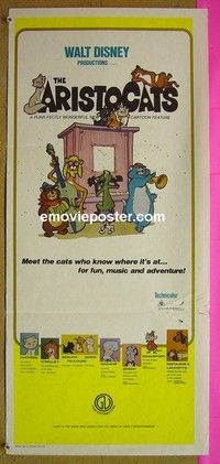 K230 ARISTOCATS Aust daybill R80 Walt Disney feline jazz musical cartoon, great image!