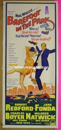 K242 BAREFOOT IN THE PARK Australian daybill movie poster '67 Redford, Fonda