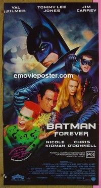 K245 BATMAN FOREVER Australian daybill movie poster '95 Kilmer, Jones