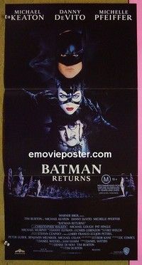 K246 BATMAN RETURNS Australian daybill movie poster '92 Keaton, DeVito