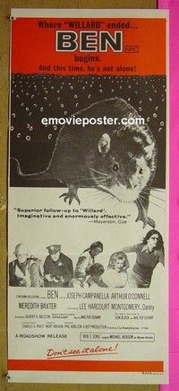 K254 BEN Australian daybill movie poster '72 lots of rats, Willard 2!
