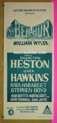 K255 BEN HUR Australian daybill movie poster R70s Charlton Heston, Boyd