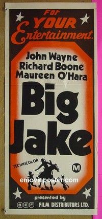K260 BEF Aust daybill 1970s John Wayne in Big Jake, stock poster cowboy art!