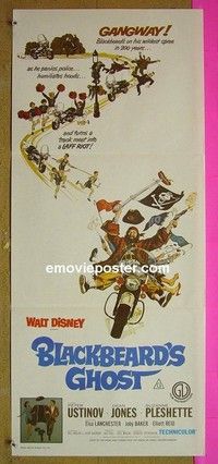 K268 BLACKBEARD'S GHOST Aust daybill R1976 Walt Disney, artwork of wacky invisible pirate Peter Ustinov!