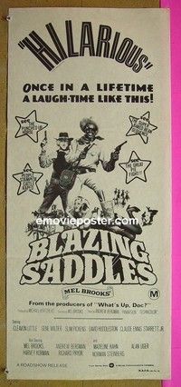 K270 BLAZING SADDLES Australian daybill movie poster R70s Mel Brooks!