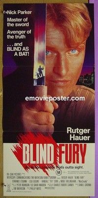 K272 BLIND FURY Australian daybill movie poster '89 Rutger Hauer, O'Quinn